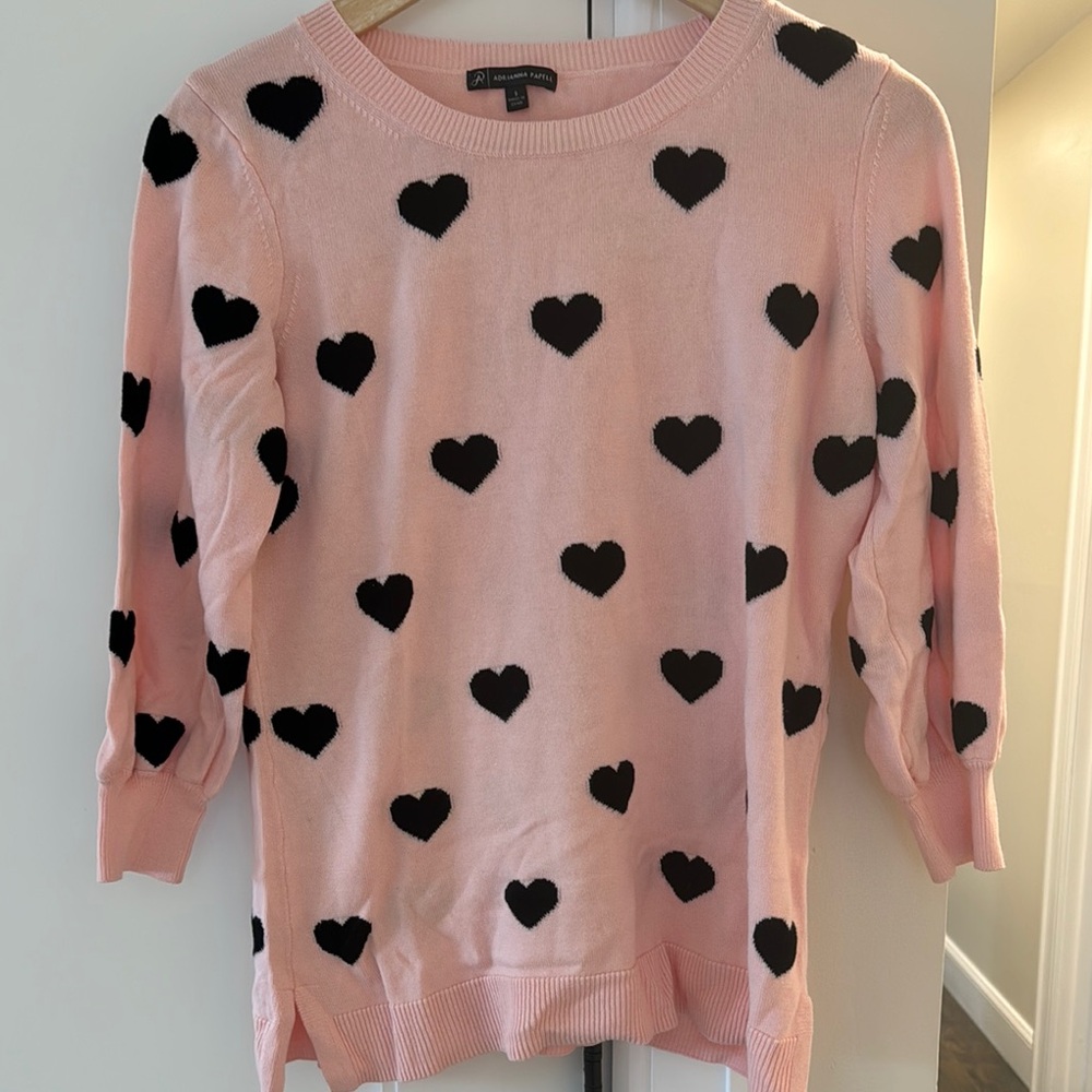 Adrianna Papell Pink Heart Sweater